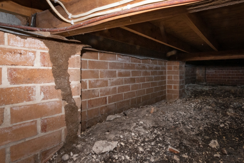 brick crawlspace under a house