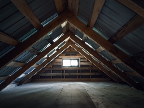 Unfinished attic space in house