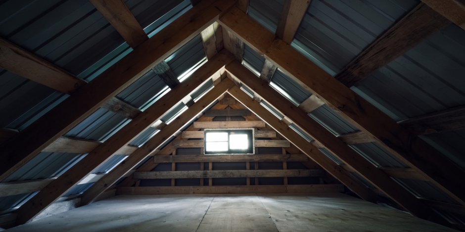 Unfinished attic space in house